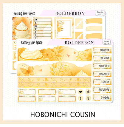 FALLING FOR SPICE Hobonichi Cousin || A5 Planner Sticker Kit, Cozy Fall Floral Planner Stickers, Autumn Aesthetic Vibe