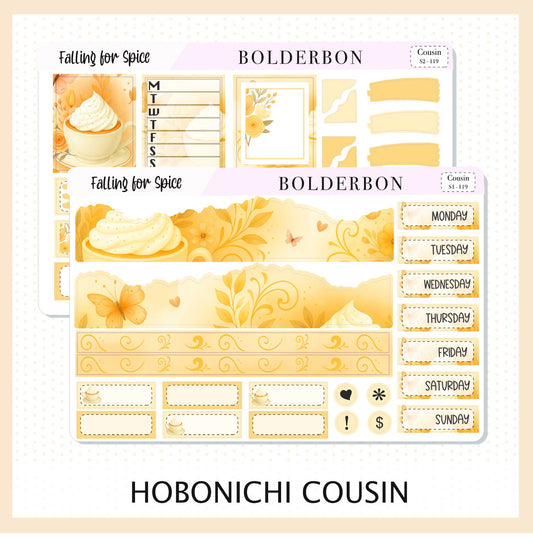 FALLING FOR SPICE Hobonichi Cousin || A5 Planner Sticker Kit, Cozy Fall Floral Planner Stickers, Autumn Aesthetic Vibe