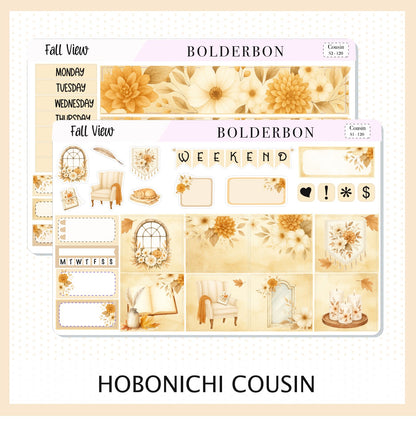 FALL VIEW Hobonichi Cousin || A5 Planner Sticker Kit, Cozy Fall Floral Planner Stickers, Autumn Aesthetic Vibe