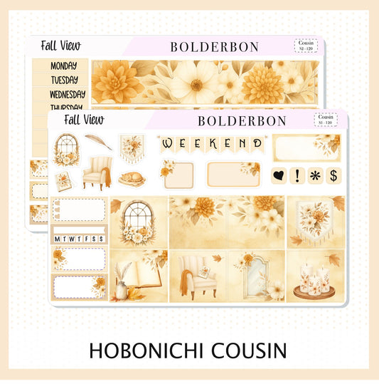 FALL VIEW Hobonichi Cousin || A5 Planner Sticker Kit, Cozy Fall Floral Planner Stickers, Autumn Aesthetic Vibe