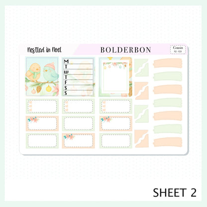 NESTLED IN NOEL Hobonichi Cousin || A5 Planner Sticker Kit, Festive Floral Planner Stickers, Pastel Holiday Aesthetic Vibe
