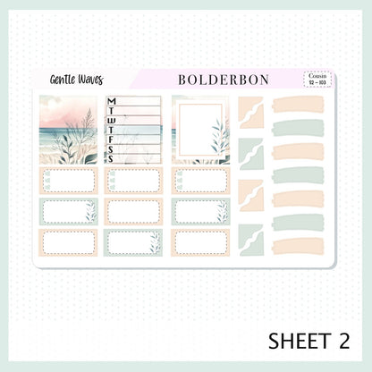 GENTLE WAVES Hobonichi Cousin || Planner Sticker Kit