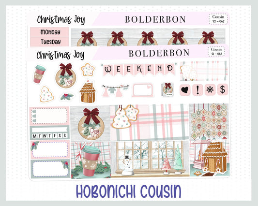 CHRISTMAS JOY Hobonichi Cousin || Weekly Planner Sticker Kit Hand Drawn