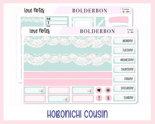 LOVE NOTES Hobonichi Cousin || Weekly Planner Sticker Kit Hand Drawn, Valentine's, Love