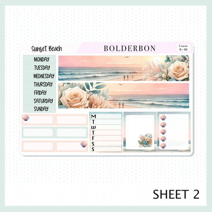 SUNSET BEACH Hobonichi Cousin || Planner Sticker Kit