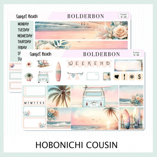 SUNSET BEACH Hobonichi Cousin || Planner Sticker Kit