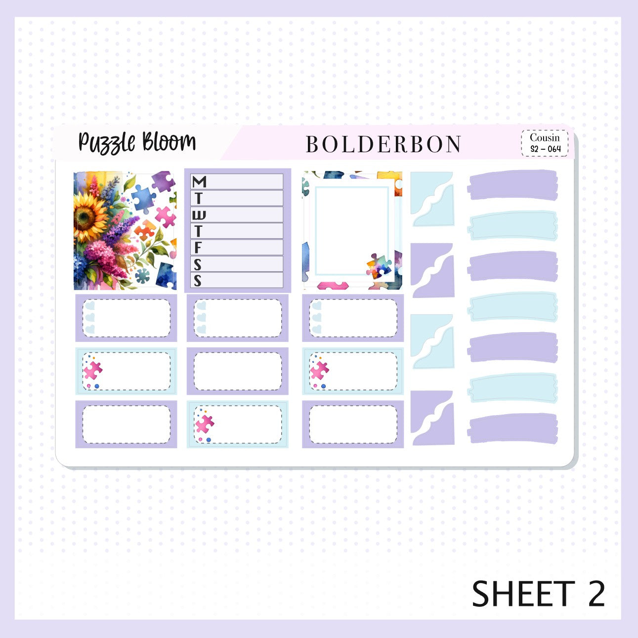 PUZZLE BLOOM Hobonichi Cousin || Planner Sticker Kit
