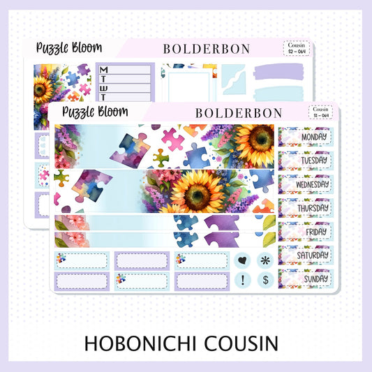 PUZZLE BLOOM Hobonichi Cousin || Planner Sticker Kit