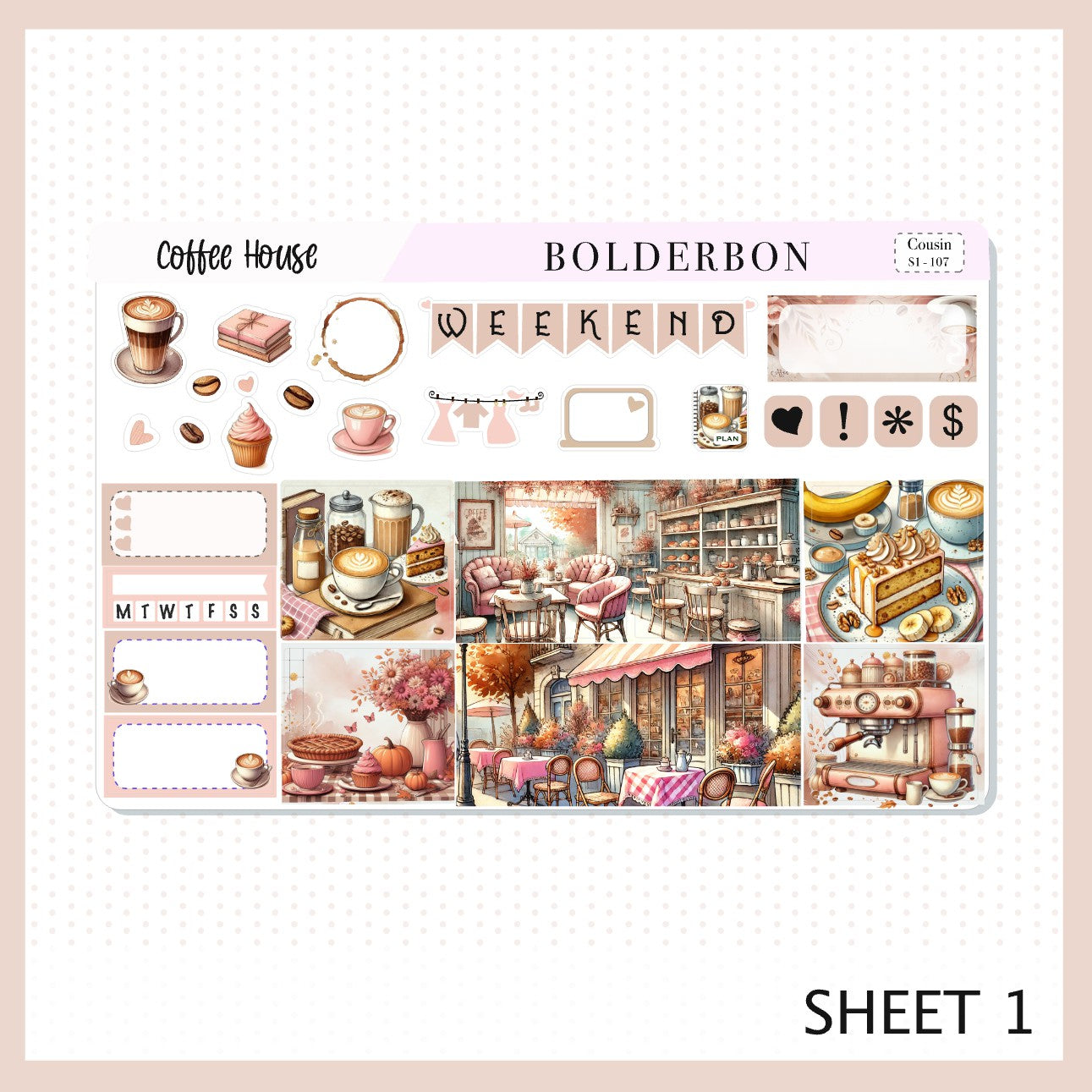 COFFEE HOUSE Hobonichi Cousin || Planner Sticker Kit