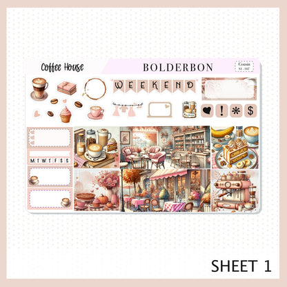 COFFEE HOUSE Hobonichi Cousin || Planner Sticker Kit