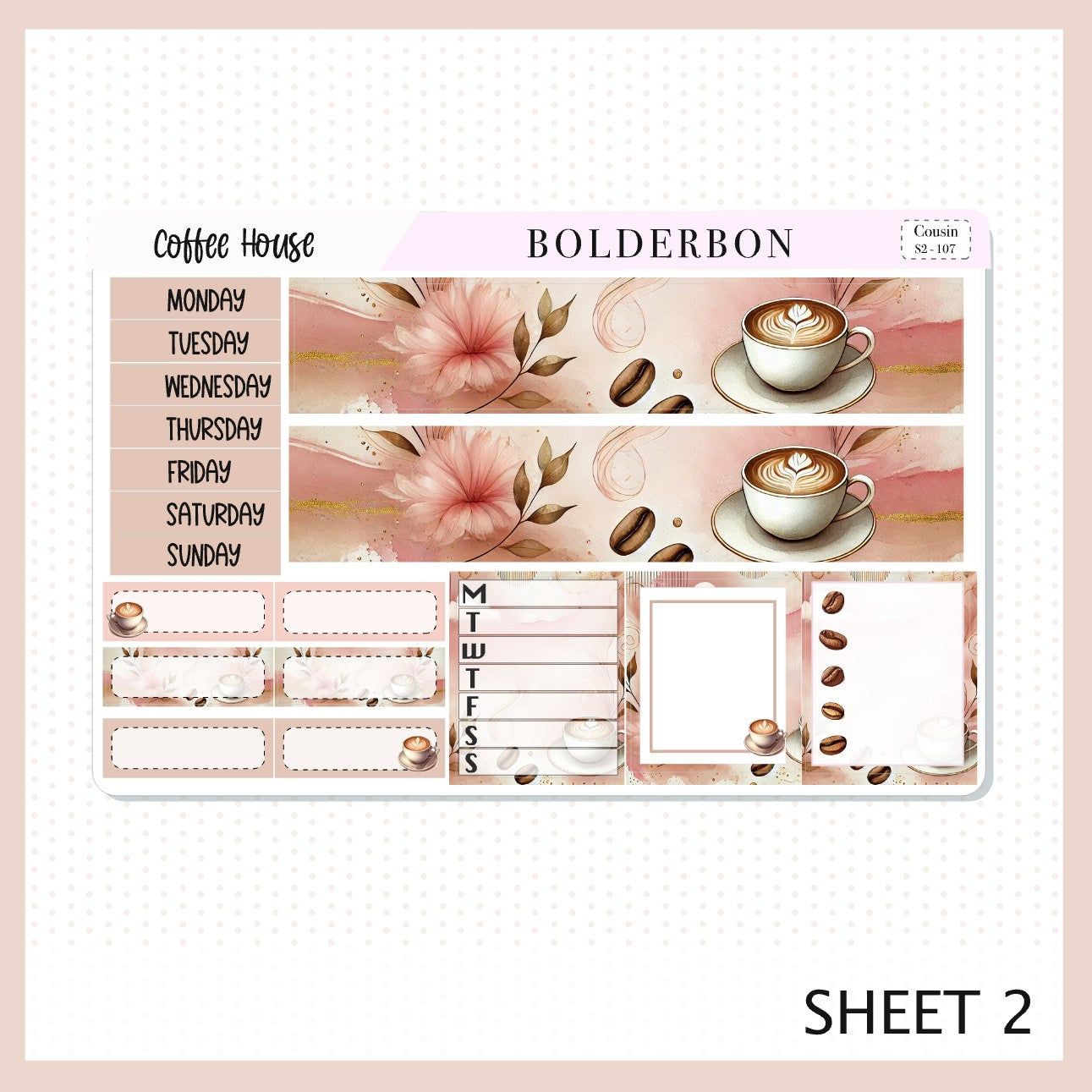 COFFEE HOUSE Hobonichi Cousin || Planner Sticker Kit