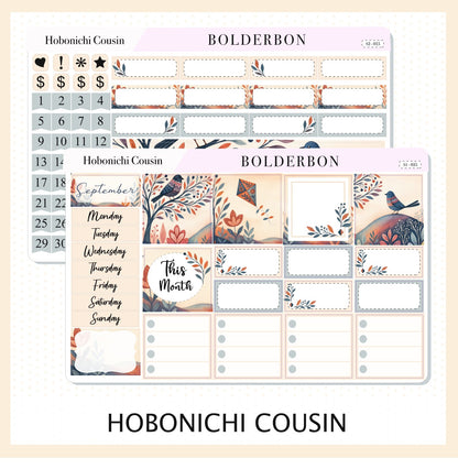 SEPTEMBER Hobonichi Cousin and A5 Day Free || Whimsical Woodland Forest Theme, Fall Leaves Vibe Planner Stickers
