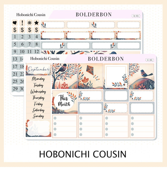 SEPTEMBER Hobonichi Cousin and A5 Day Free || Whimsical Woodland Forest Theme, Fall Leaves Vibe Planner Stickers