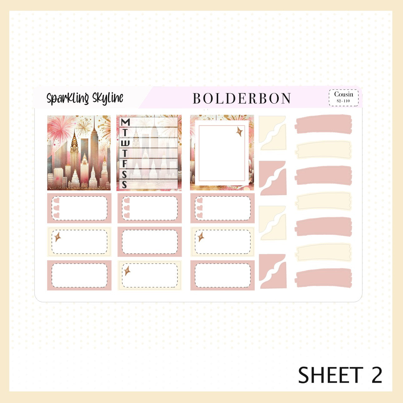 SPARKLING SKYLINE Hobonichi Cousin || New Year, Planner Sticker Kit,