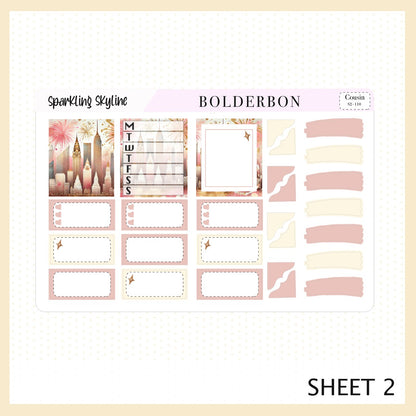 SPARKLING SKYLINE Hobonichi Cousin || New Year, Planner Sticker Kit,