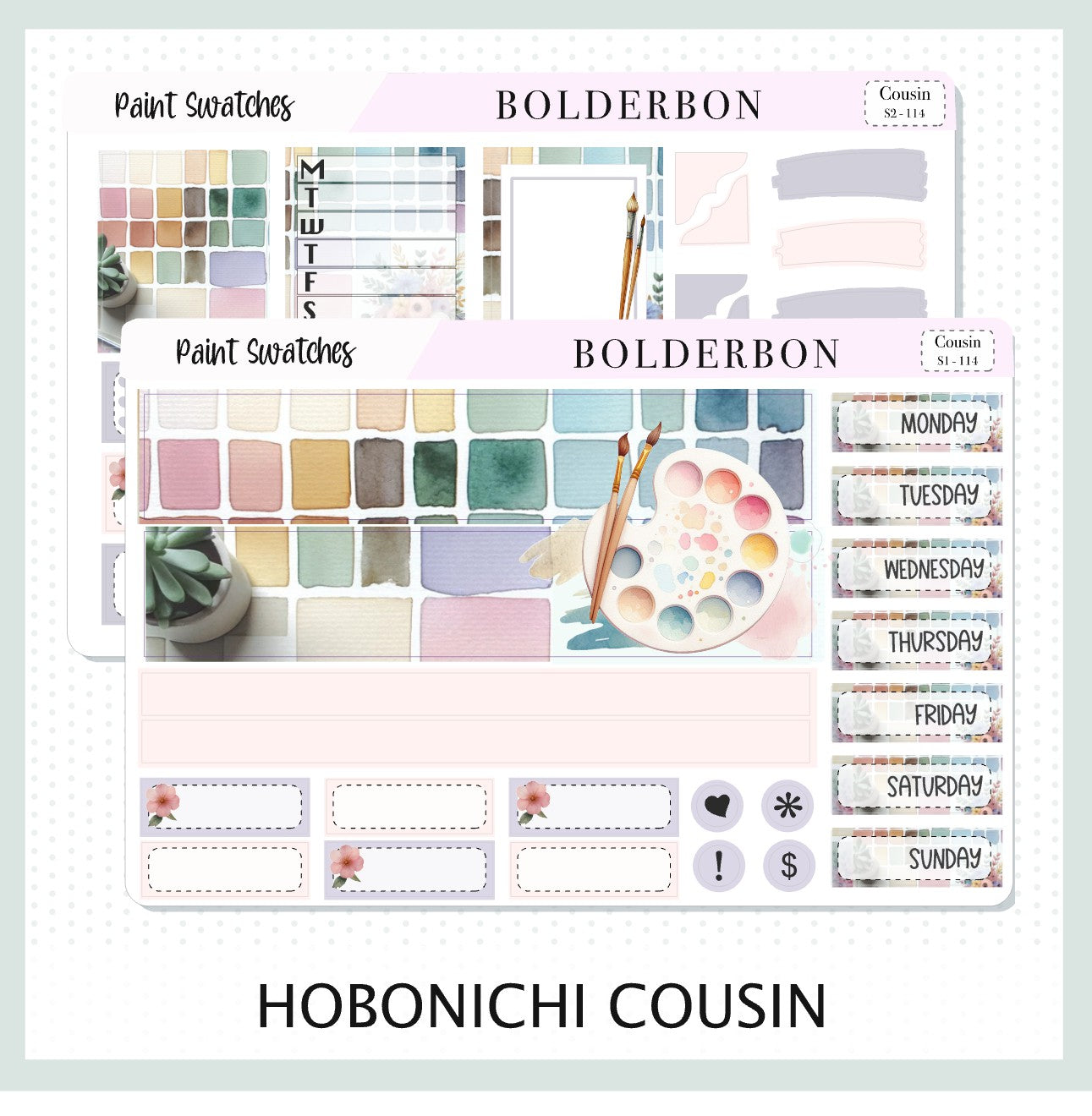 PAINT SWATCHES Hobonichi Cousin || A5 Planner Sticker Kit, Watercolor Artist Theme Weekly Planner Stickers
