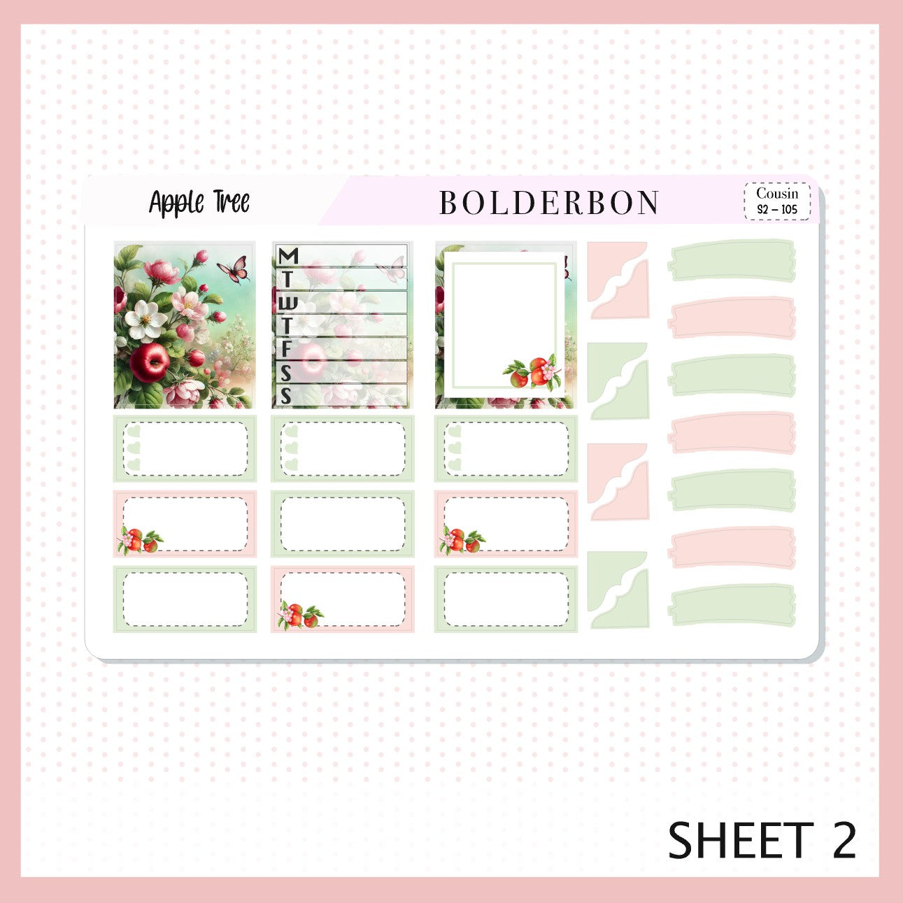 APPLE TREE Hobonichi Cousin || Planner Sticker Kit