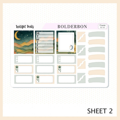 TWILIGHT TRAILS Hobonichi Cousin || A5 Planner Sticker Kit, Aesthetic Outdoor Nature Camping Weekly Planner Stickers
