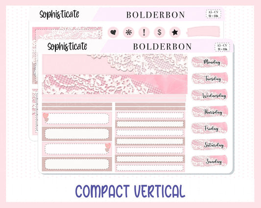 SOPHISTICATE "Compact Vertical" || A5 Planner Sticker Kit, Valentine's, Love