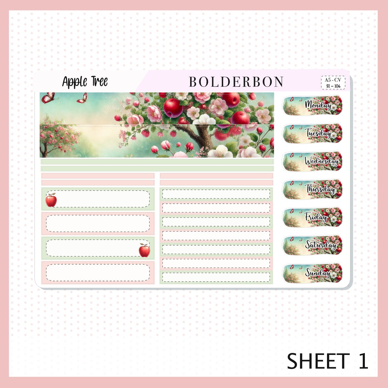 APPLE TREE "Compact Vertical" || A5 Planner Sticker Kit