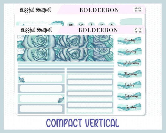 BLISSFUL BOUQUET "Compact Vertical" || A5 Planner Sticker Kit, Winter