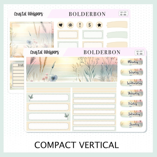 COASTAL WHISPERS "Compact Vertical" || A5 Planner Sticker Kit