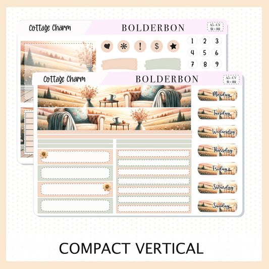 COTTAGE CHARM "Compact Vertical" || A5 Planner Sticker Kit