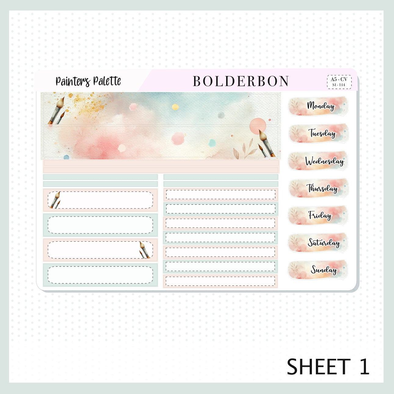 PAINTER'S PALETTE "A5 Compact Vertical" || Planner Sticker Kit