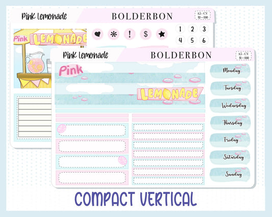 Pink Lemonade || A5 Compact Vertical Planner Sticker Kit