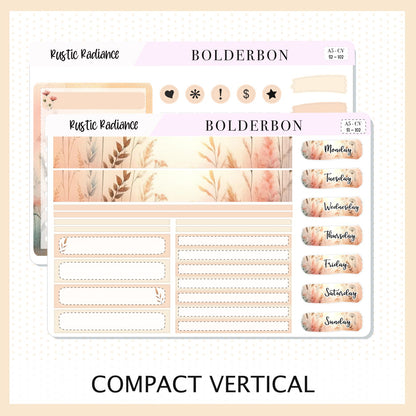 RUSTIC RADIANCE "Compact Vertical" || A5 Planner Sticker Kit