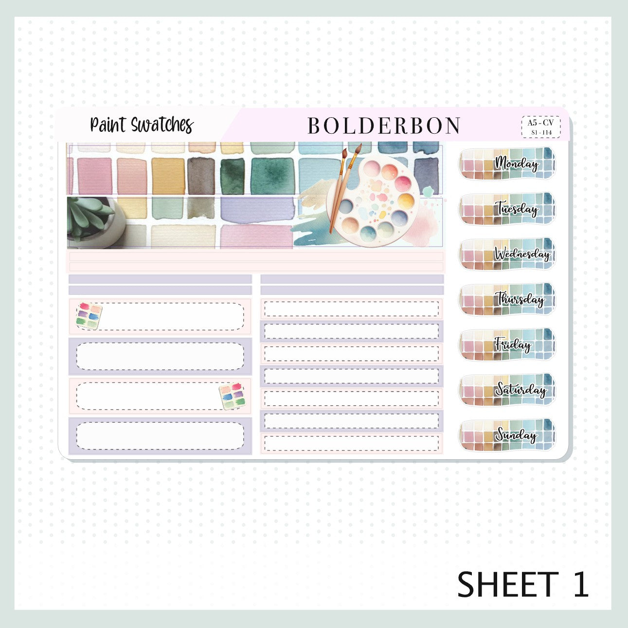 PAINT SWATCHES "A5 Compact Vertical" || Planner Sticker Kit