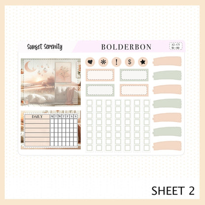SUNSET SERENITY "Compact Vertical" || A5 Planner Sticker Kit