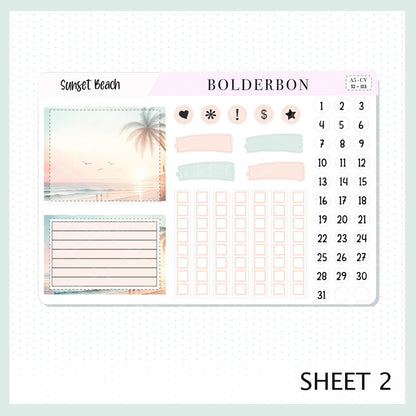 SUNSET BEACH "Compact Vertical" || A5 Planner Sticker Kit