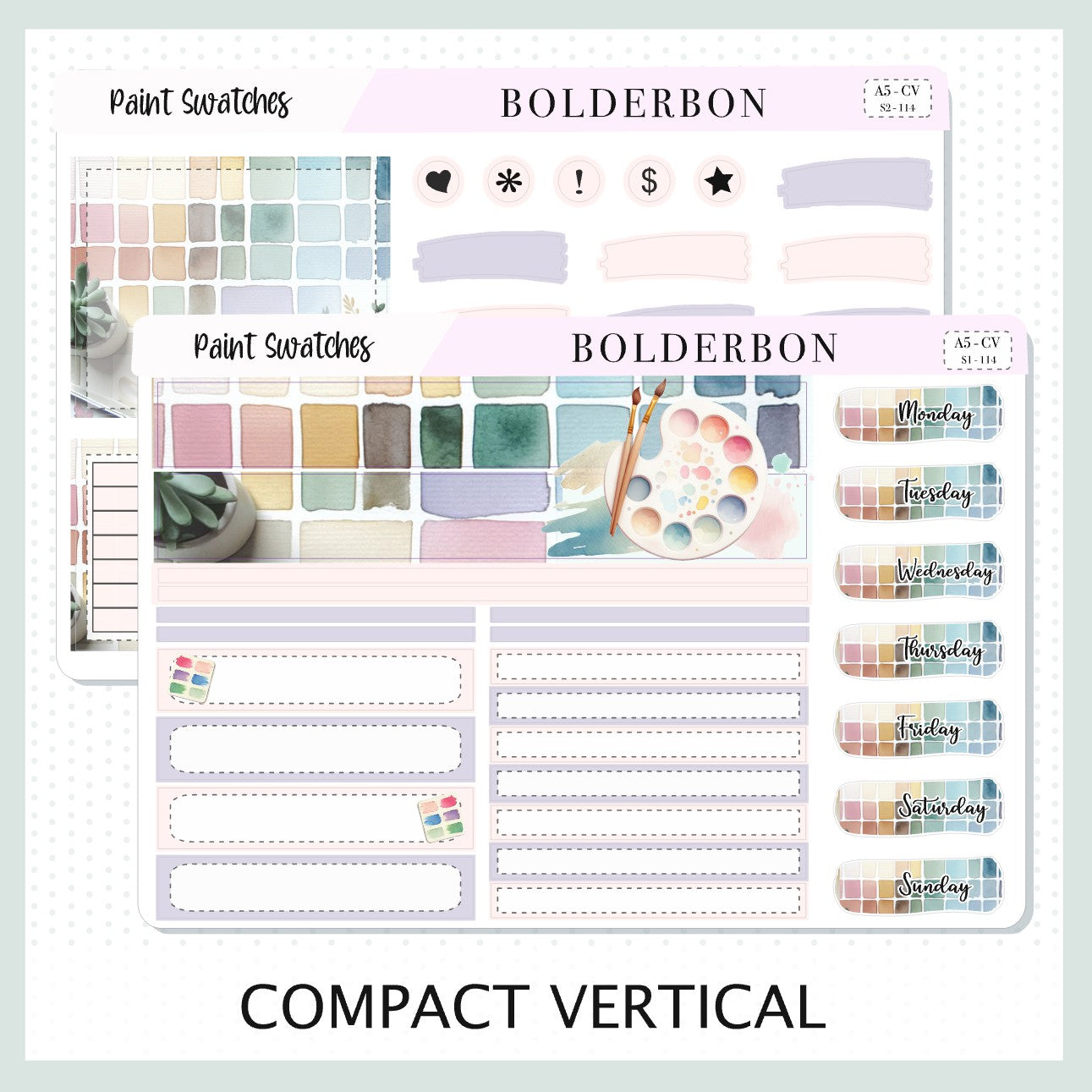 PAINT SWATCHES "A5 Compact Vertical" || Planner Sticker Kit