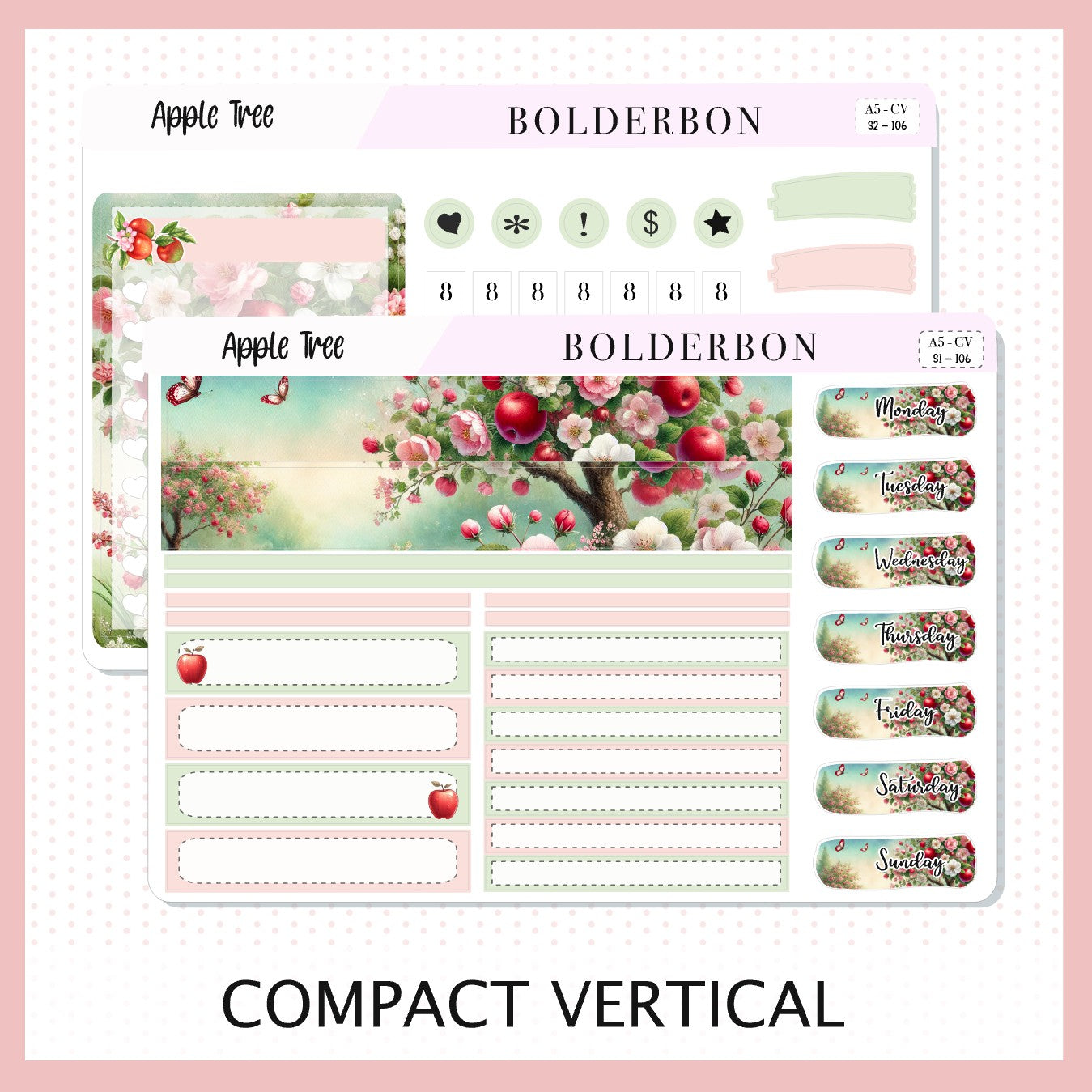 APPLE TREE "Compact Vertical" || A5 Planner Sticker Kit