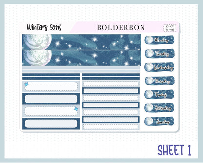 WINTERS SONG "Compact Vertical" || A5 Planner Sticker Kit, Winter