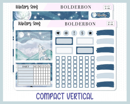WINTERS SONG "Compact Vertical" || A5 Planner Sticker Kit, Winter