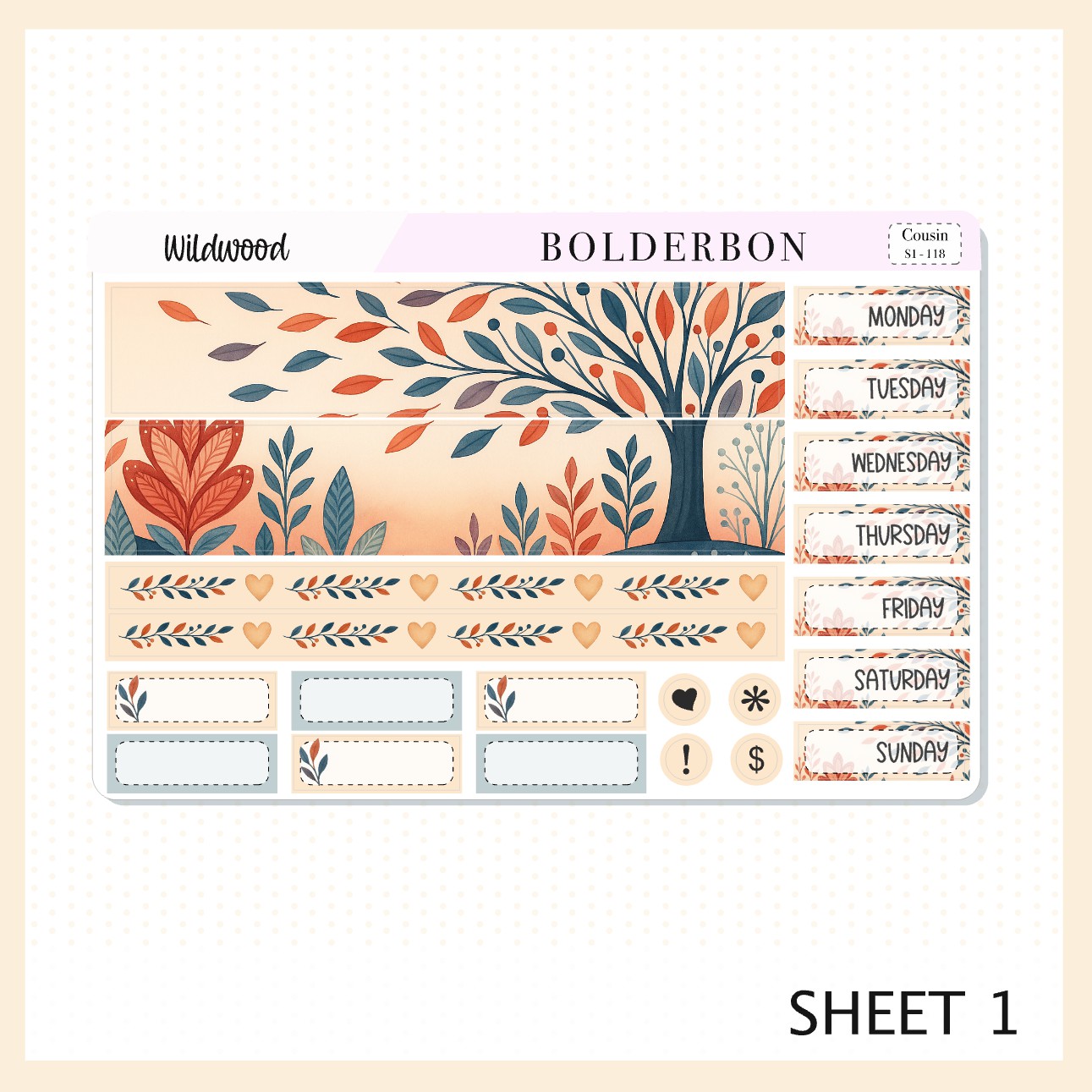 WILDWOOD Hobonichi Cousin || A5 Planner Sticker Kit, Whimsical Woodland Forest Theme, Fall Leaves Vibe Planner Stickers