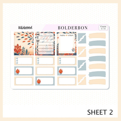 WILDWOOD Hobonichi Cousin || A5 Planner Sticker Kit, Whimsical Woodland Forest Theme, Fall Leaves Vibe Planner Stickers