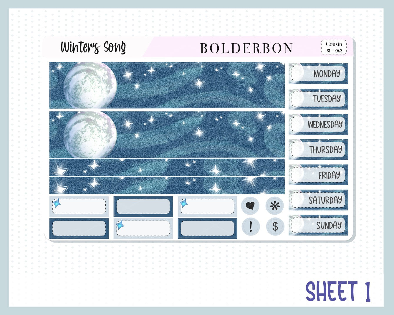 WINTERS SONG Hobonichi Cousin || Weekly Planner Sticker Kit Hand Drawn, Winter