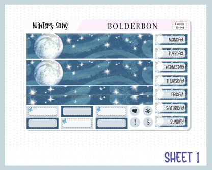 WINTERS SONG Hobonichi Cousin || Weekly Planner Sticker Kit Hand Drawn, Winter