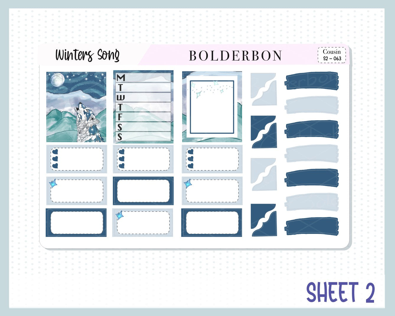 WINTERS SONG Hobonichi Cousin || Weekly Planner Sticker Kit Hand Drawn, Winter