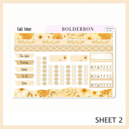 FALL VIEW Erin Condren Dashboard Sticker kit || Cozy Fall Floral Planner Stickers, Autumn Aesthetic Vibe
