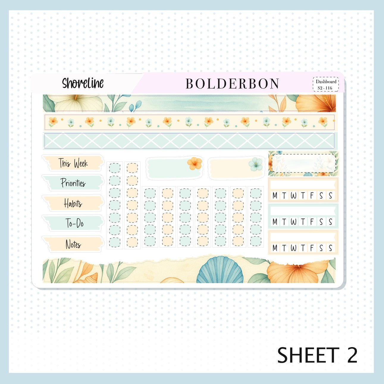 SHORELINE Erin Condren Dashboard Sticker kit || Coastal Beach and Nautical Vibe Planner Stickers