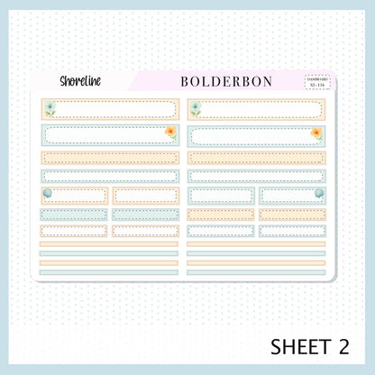 SHORELINE Erin Condren Dashboard Sticker kit || Coastal Beach and Nautical Vibe Planner Stickers
