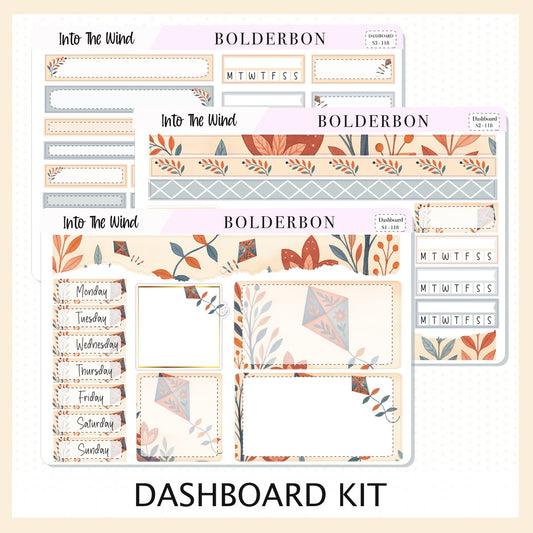 INTO THE WIND Erin Condren Dashboard Sticker kit || Whimsical Autumn Kite Theme, Fall Vibe Planner Stickers