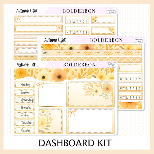 AUTUMN LIGHT Erin Condren Dashboard Sticker kit || Cozy Fall Floral Planner Stickers, Autumn Aesthetic Vibe