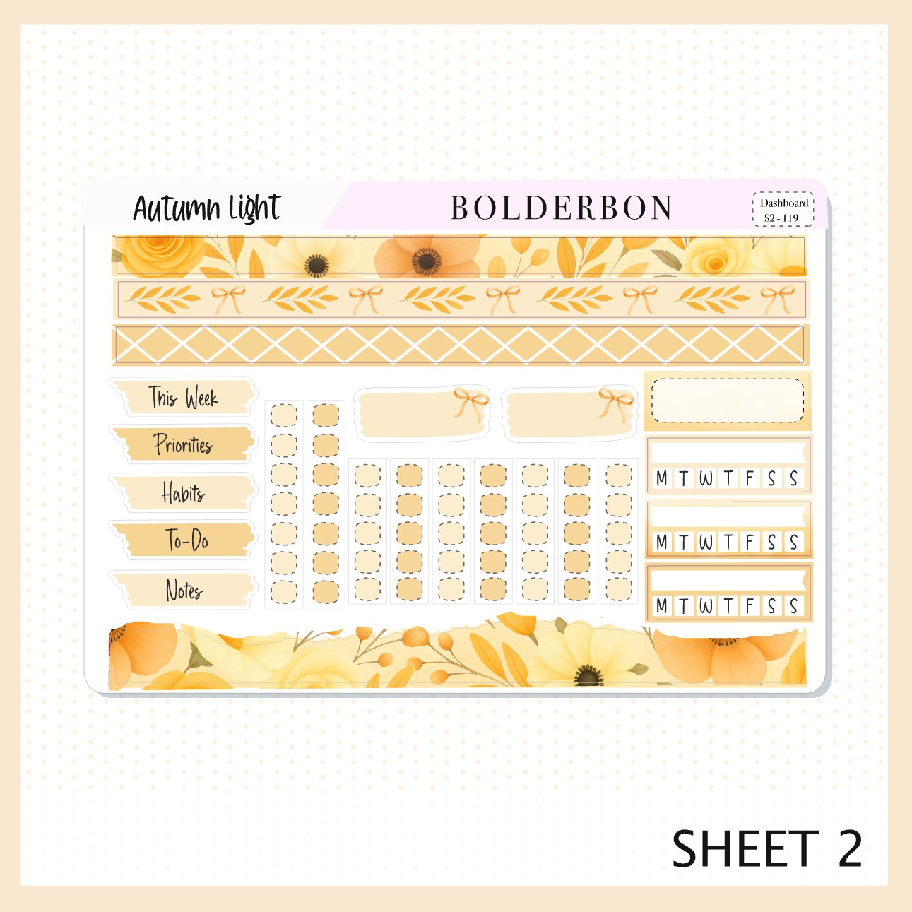 AUTUMN LIGHT Erin Condren Dashboard Sticker kit || Cozy Fall Floral Planner Stickers, Autumn Aesthetic Vibe