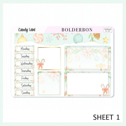 CANDY LANE Erin Condren Dashboard Sticker kit || Festive Christmas Planner Stickers, Holiday Pastel Vibe