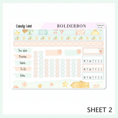 CANDY LANE Erin Condren Dashboard Sticker kit || Festive Christmas Planner Stickers, Holiday Pastel Vibe